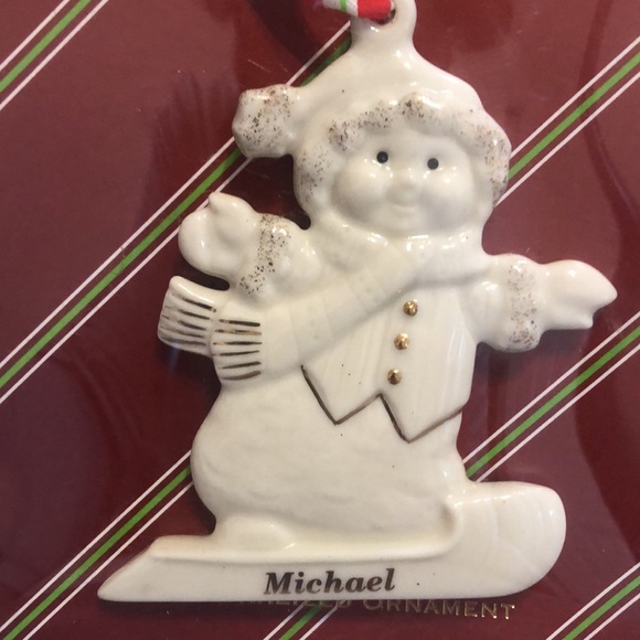 Lenox Merrily Yours Personalized “Michael” Snowman Christmas Ornament. New. - Picture 2 of 3